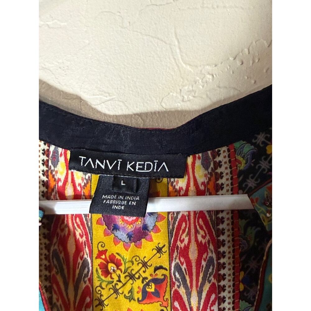 Anthropologie Tanvi Kedia boho long sleeve abstract mixed media tunic dress - Picture 3 of 11